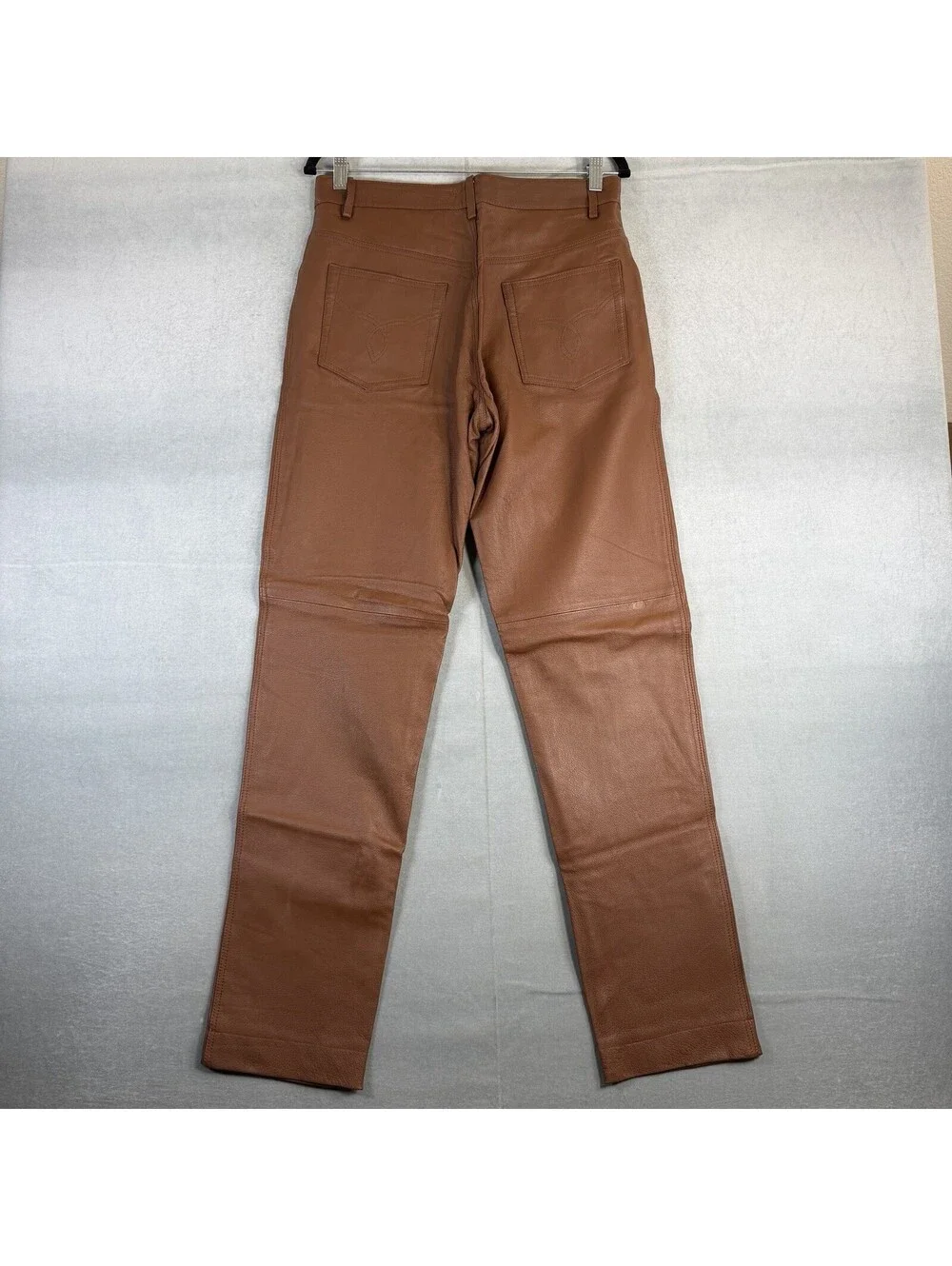 VTG International Male Leather Pants Mens 32x32 Brown Straight Leg Lined Jeans